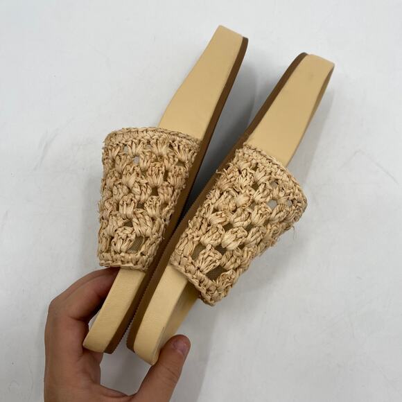 Loeffler Randall Cream Tan weaved slide Henri sandals - Picture 4 of 7